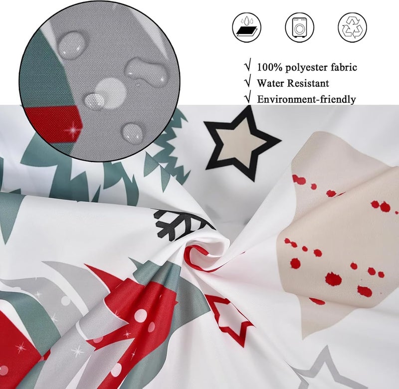 SHOCAWS Christmas Shower Curtain 72x72 Inches - Polyester Fabric with Weighted Hem Design, Includes 12 Hooks, Xmas Holiday Bathroom Decor - Image 4